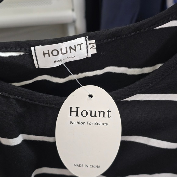 Hount Maxi Dress Womens Medium Black White Striped Beachwear Minimalist Casual - Picture 5 of 9